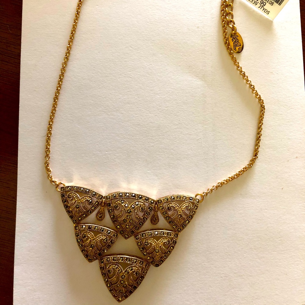 JTYDS Marcasite Triangular Brass Necklace
